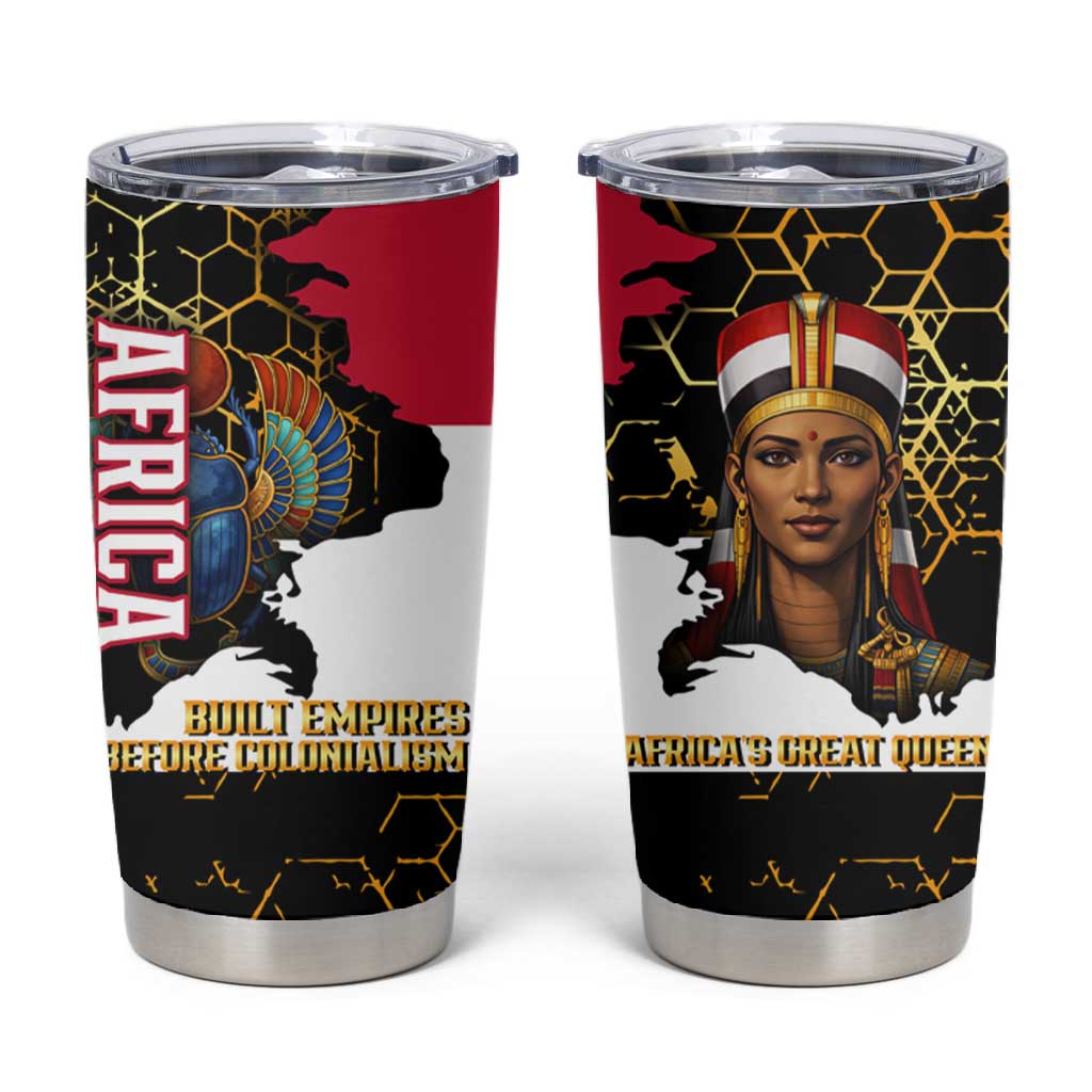 Hatshepsut Tumbler Cup with Royal Portrait, Pre-Colonial Empires Text and Red-Black Honeycomb - Wonder Print Shop