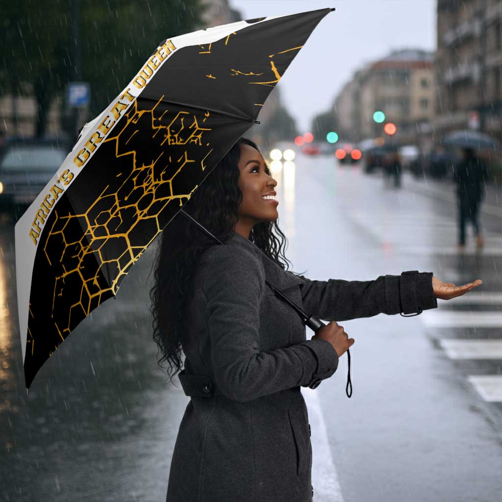 Hatshepsut Umbrella with Royal Portrait, Pre-Colonial Empires Text and Red-Black Honeycomb - Wonder Print Shop
