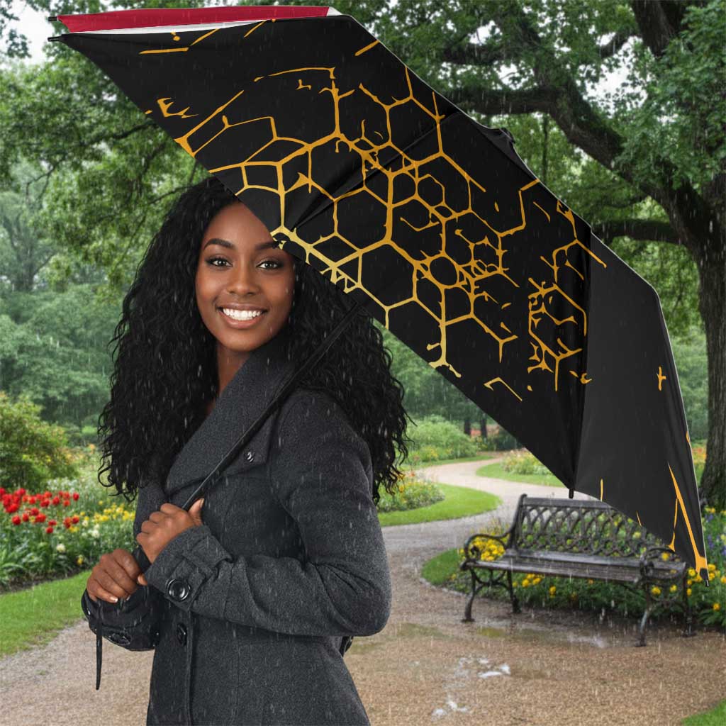 Hatshepsut Umbrella with Royal Portrait, Pre-Colonial Empires Text and Red-Black Honeycomb - Wonder Print Shop