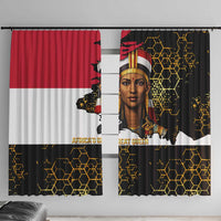 Hatshepsut Window Curtain with Royal Portrait, Pre-Colonial Empires Text and Red-Black Honeycomb - Wonder Print Shop