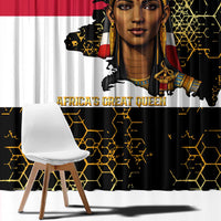 Hatshepsut Window Curtain with Royal Portrait, Pre-Colonial Empires Text and Red-Black Honeycomb - Wonder Print Shop