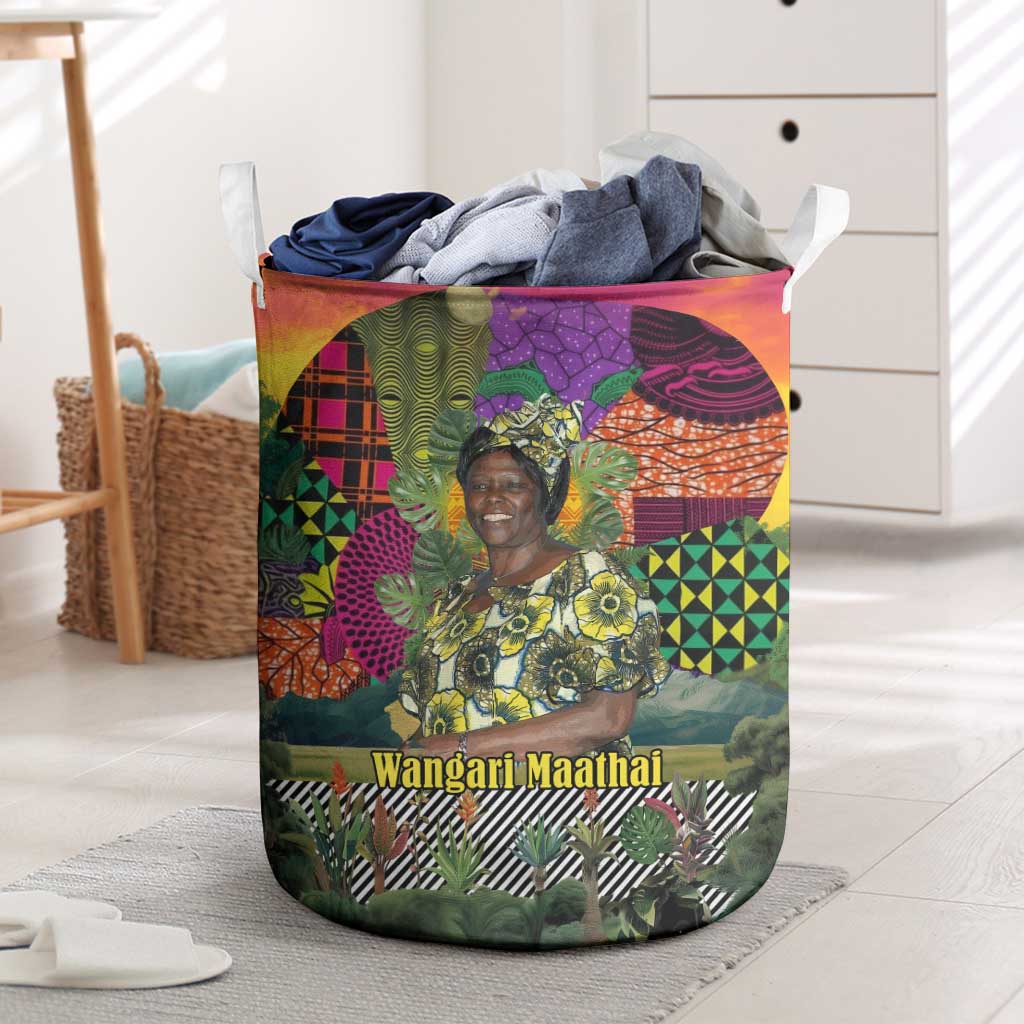 Wangari Maathai Laundry Basket Colorful Nature-Inspired Design Empowerment Quote African Print Environmental - Wonder Print Shop