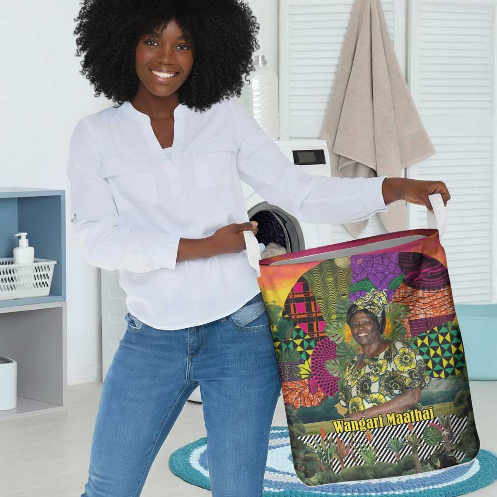 Wangari Maathai Laundry Basket Colorful Nature-Inspired Design Empowerment Quote African Print Environmental - Wonder Print Shop