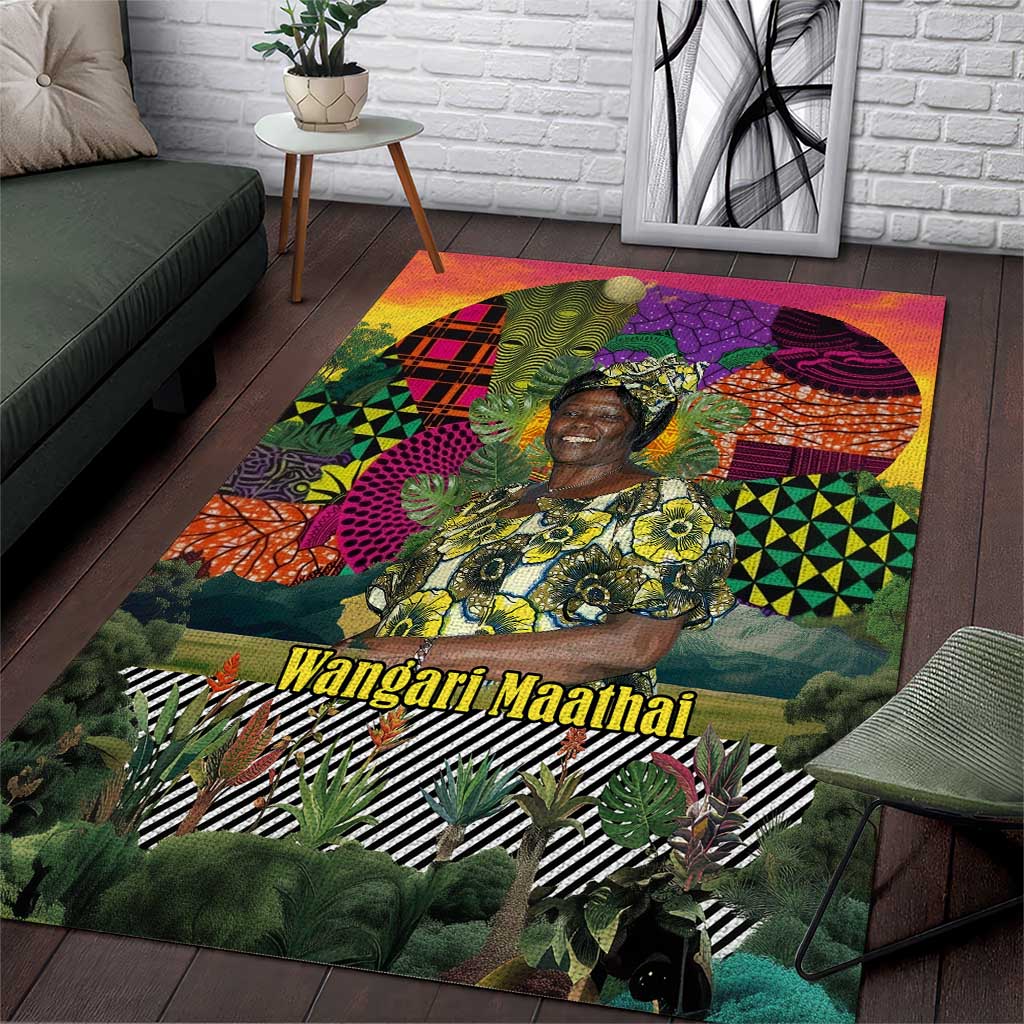 Wangari Maathai Area Rug Colorful Nature-Inspired Design Empowerment Quote African Print Environmental - Wonder Print Shop