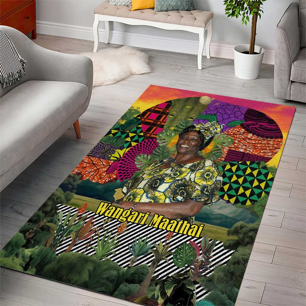 Wangari Maathai Area Rug Colorful Nature-Inspired Design Empowerment Quote African Print Environmental - Wonder Print Shop