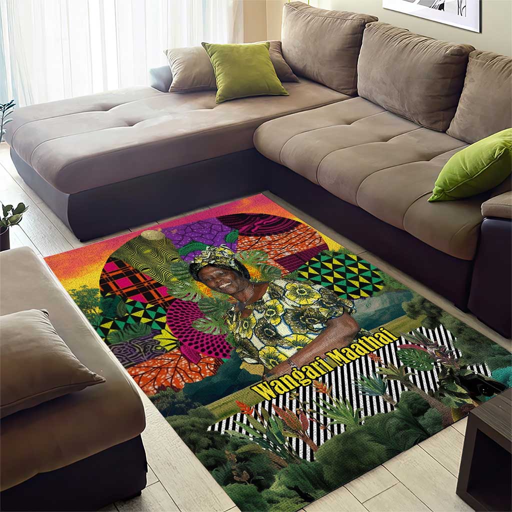 Wangari Maathai Area Rug Colorful Nature-Inspired Design Empowerment Quote African Print Environmental - Wonder Print Shop