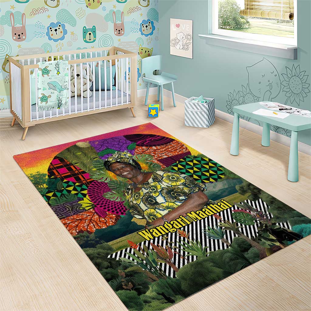 Wangari Maathai Area Rug Colorful Nature-Inspired Design Empowerment Quote African Print Environmental - Wonder Print Shop