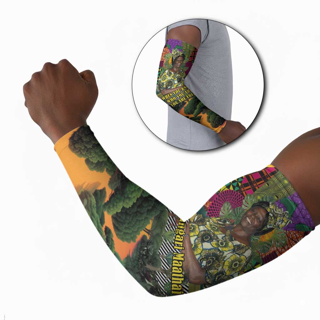 Wangari Maathai Arm Sleeves Colorful Nature-Inspired Design Empowerment Quote African Print Environmental - Wonder Print Shop