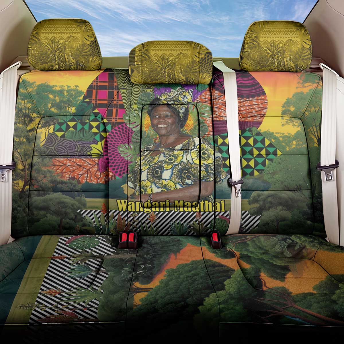 Wangari Maathai Back Car Seat Cover Colorful Nature-Inspired Design Empowerment Quote African Print Environmental - Wonder Print Shop