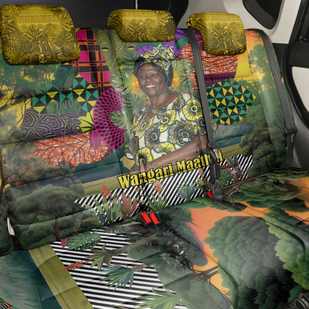Wangari Maathai Back Car Seat Cover Colorful Nature-Inspired Design Empowerment Quote African Print Environmental - Wonder Print Shop