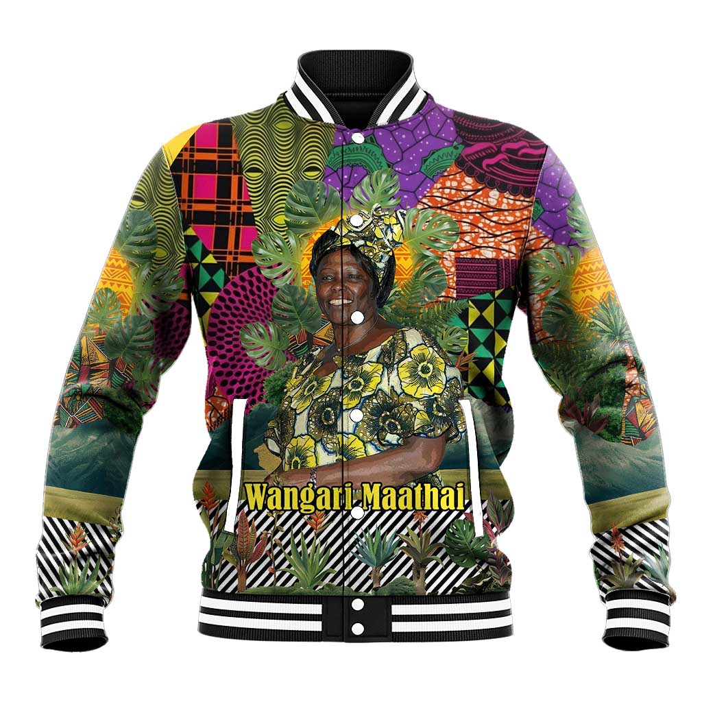 Wangari Maathai Baseball Jacket Colorful Nature-Inspired Design Empowerment Quote African Print Environmental - Wonder Print Shop