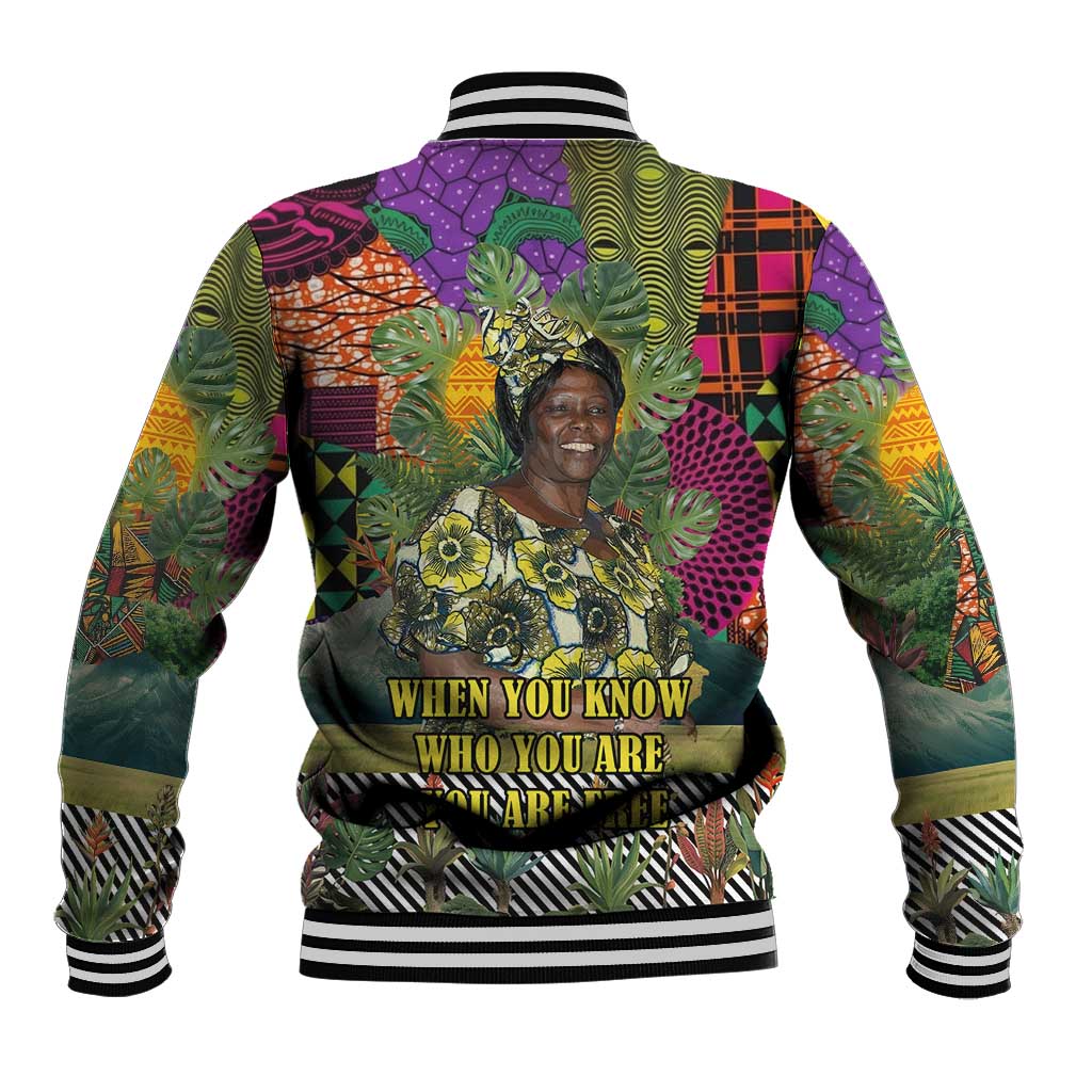 Wangari Maathai Baseball Jacket Colorful Nature-Inspired Design Empowerment Quote African Print Environmental - Wonder Print Shop