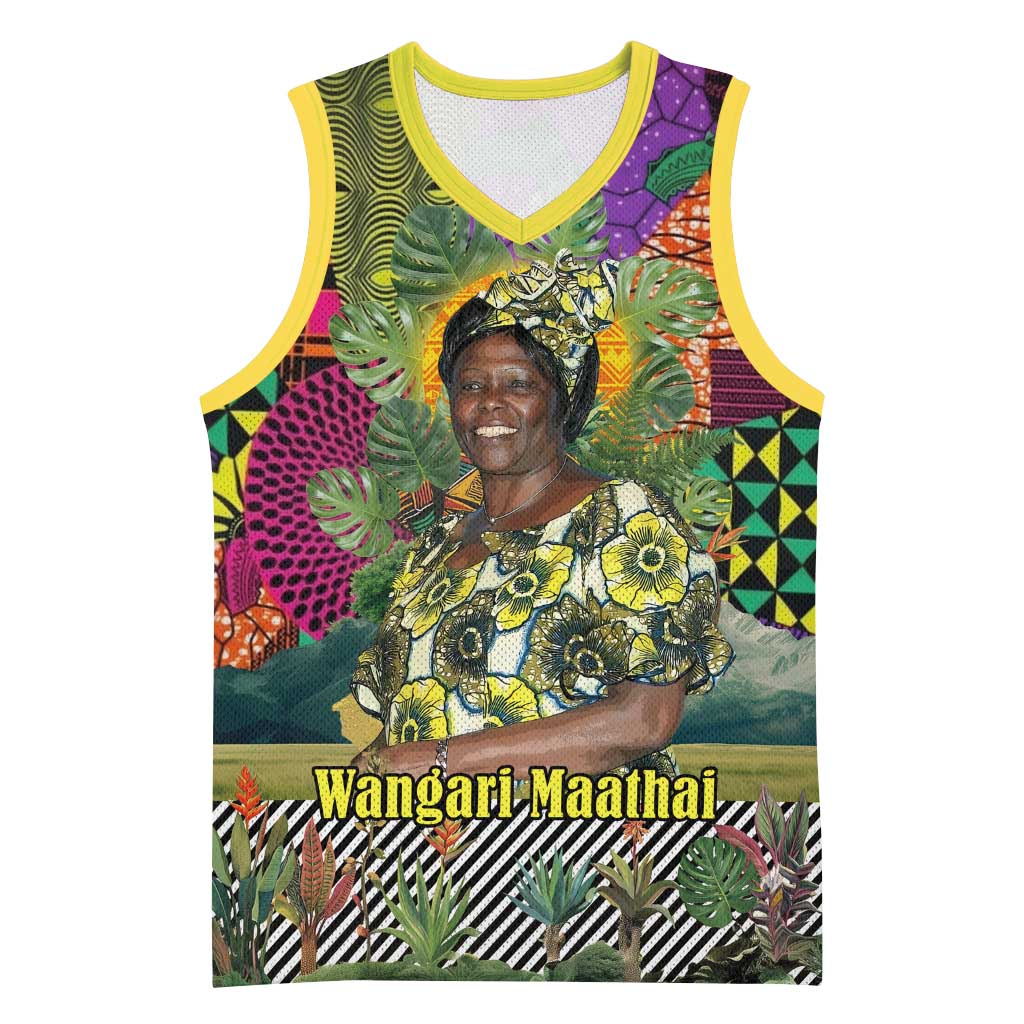 Wangari Maathai Basketball Jersey Colorful Nature-Inspired Design Empowerment Quote African Print Environmental - Wonder Print Shop