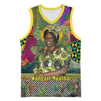 Wangari Maathai Basketball Jersey Colorful Nature-Inspired Design Empowerment Quote African Print Environmental - Wonder Print Shop