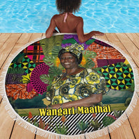 Wangari Maathai Beach Blanket Colorful Nature-Inspired Design Empowerment Quote African Print Environmental - Wonder Print Shop