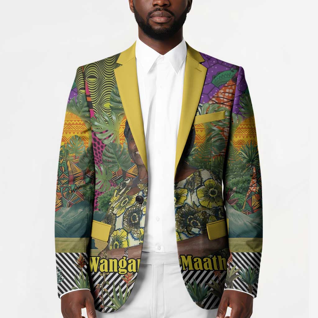 Wangari Maathai Blazer Colorful Nature-Inspired Design Empowerment Quote African Print Environmental - Wonder Print Shop
