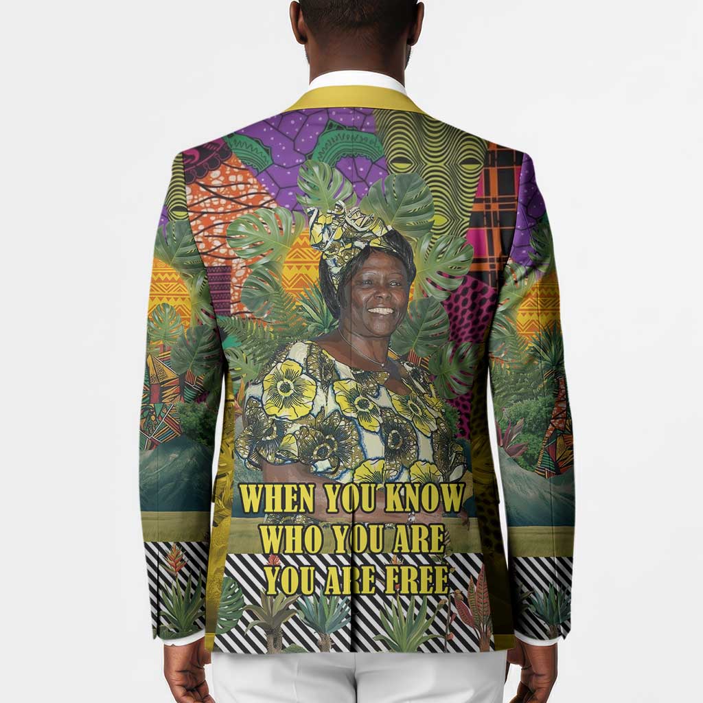 Wangari Maathai Blazer Colorful Nature-Inspired Design Empowerment Quote African Print Environmental - Wonder Print Shop