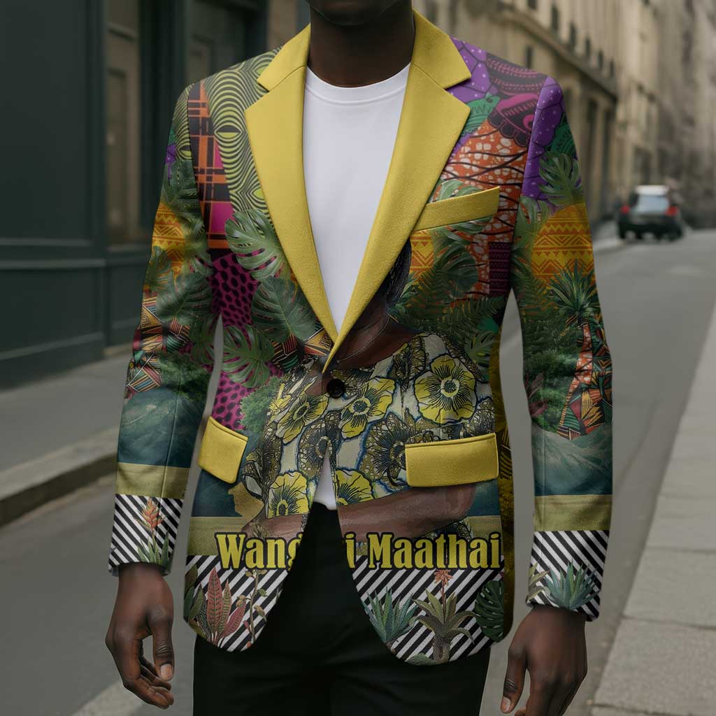 Wangari Maathai Blazer Colorful Nature-Inspired Design Empowerment Quote African Print Environmental - Wonder Print Shop