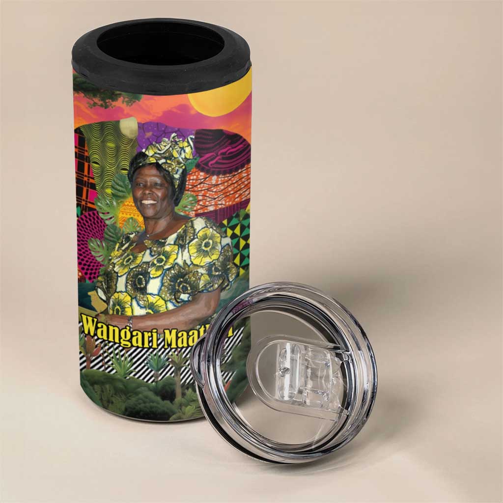 Wangari Maathai 4 in 1 Can Cooler Tumbler Colorful Nature-Inspired Design Empowerment Quote African Print Environmental - Wonder Print Shop