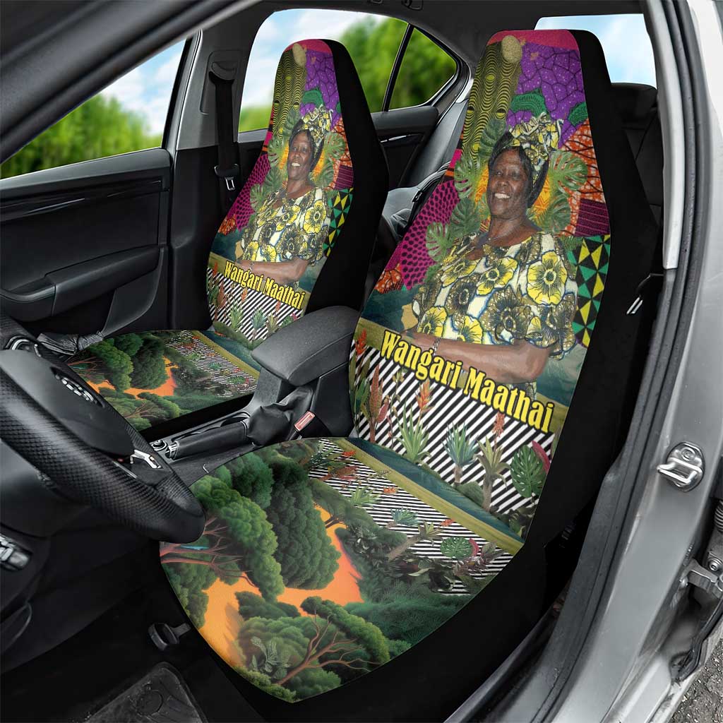 Wangari Maathai Car Seat Cover Colorful Nature-Inspired Design Empowerment Quote African Print Environmental - Wonder Print Shop