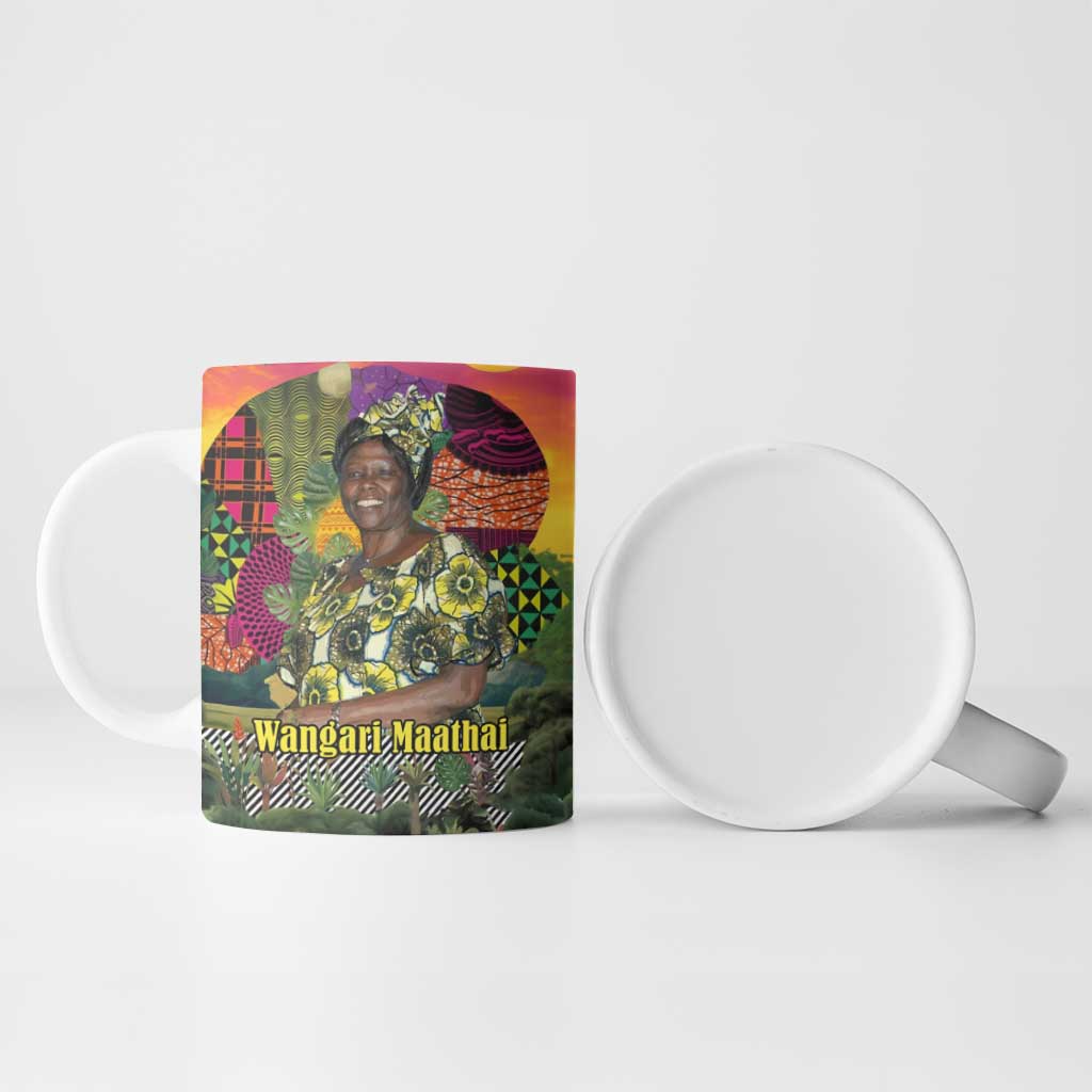 Wangari Maathai Ceramic Mug Colorful Nature-Inspired Design Empowerment Quote African Print Environmental - Wonder Print Shop