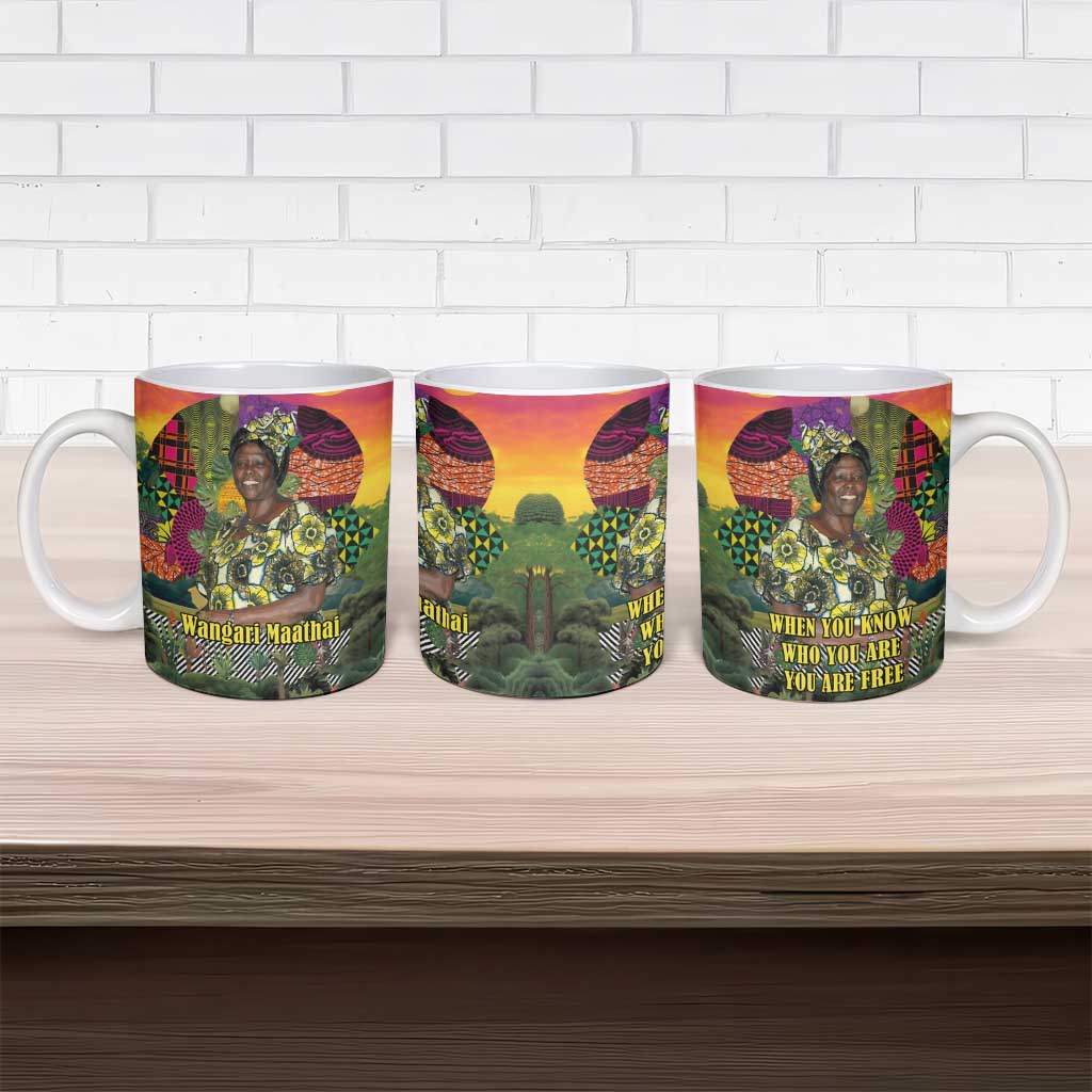 Wangari Maathai Ceramic Mug Colorful Nature-Inspired Design Empowerment Quote African Print Environmental - Wonder Print Shop