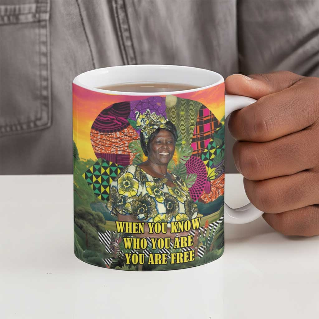 Wangari Maathai Ceramic Mug Colorful Nature-Inspired Design Empowerment Quote African Print Environmental - Wonder Print Shop