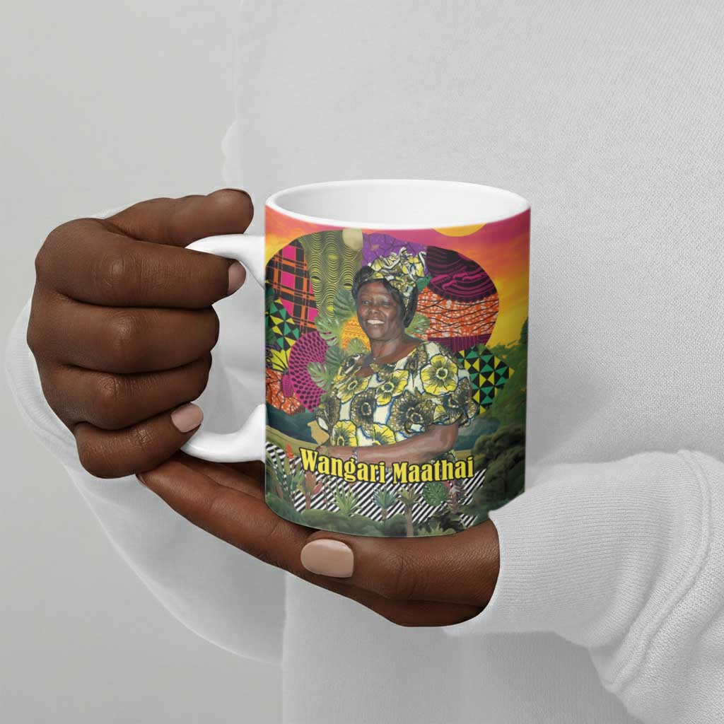 Wangari Maathai Ceramic Mug Colorful Nature-Inspired Design Empowerment Quote African Print Environmental - Wonder Print Shop