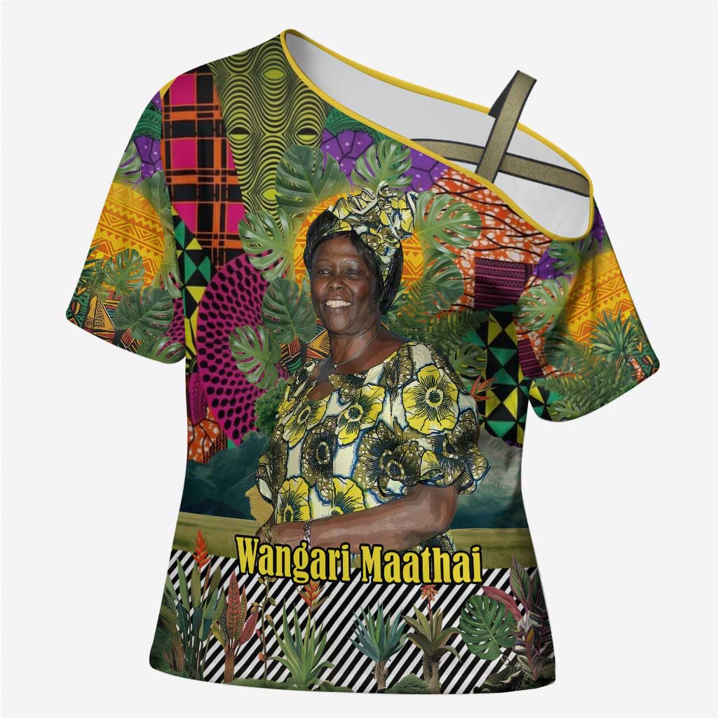 Wangari Maathai Cross Shoulder Shirt Colorful Nature-Inspired Design Empowerment Quote African Print Environmental - Wonder Print Shop
