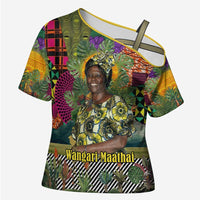 Wangari Maathai Cross Shoulder Shirt Colorful Nature-Inspired Design Empowerment Quote African Print Environmental - Wonder Print Shop