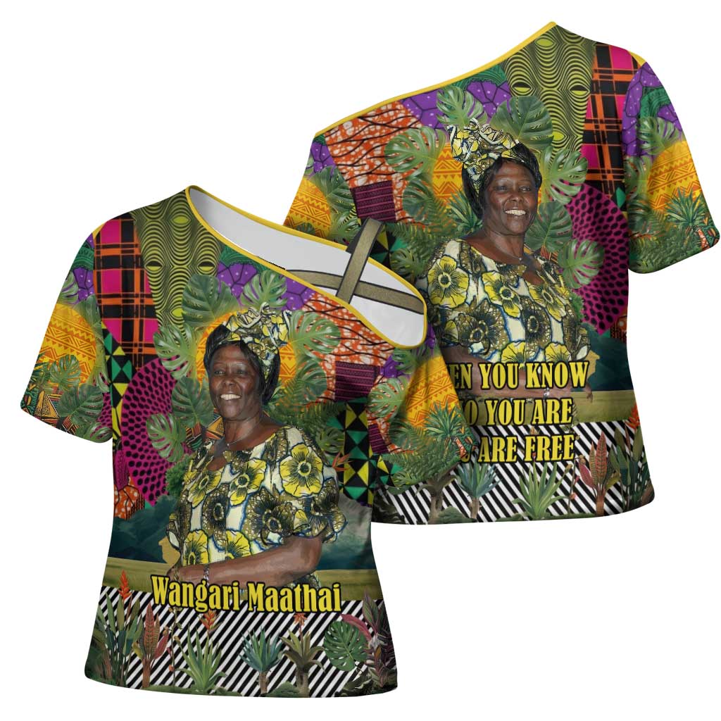 Wangari Maathai Cross Shoulder Shirt Colorful Nature-Inspired Design Empowerment Quote African Print Environmental - Wonder Print Shop