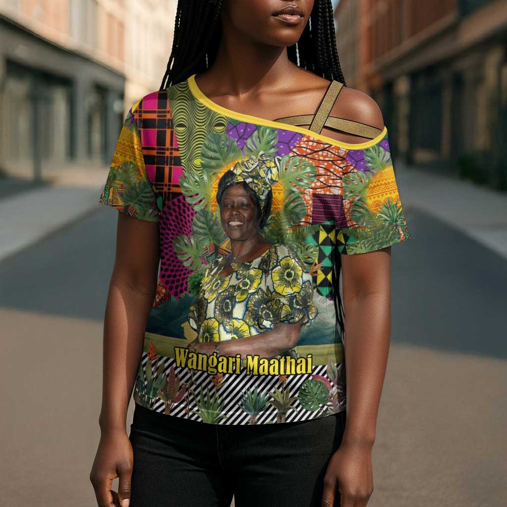 Wangari Maathai Cross Shoulder Shirt Colorful Nature-Inspired Design Empowerment Quote African Print Environmental - Wonder Print Shop