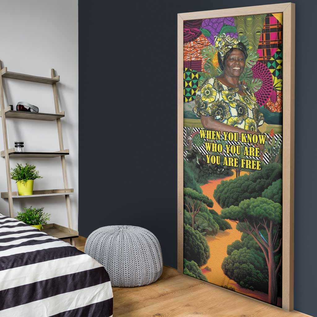 Wangari Maathai Door Cover Colorful Nature-Inspired Design Empowerment Quote African Print Environmental - Wonder Print Shop