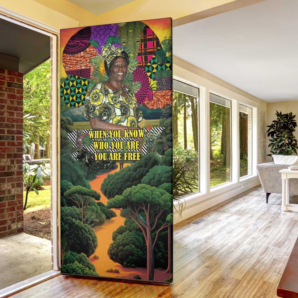 Wangari Maathai Door Cover Colorful Nature-Inspired Design Empowerment Quote African Print Environmental - Wonder Print Shop