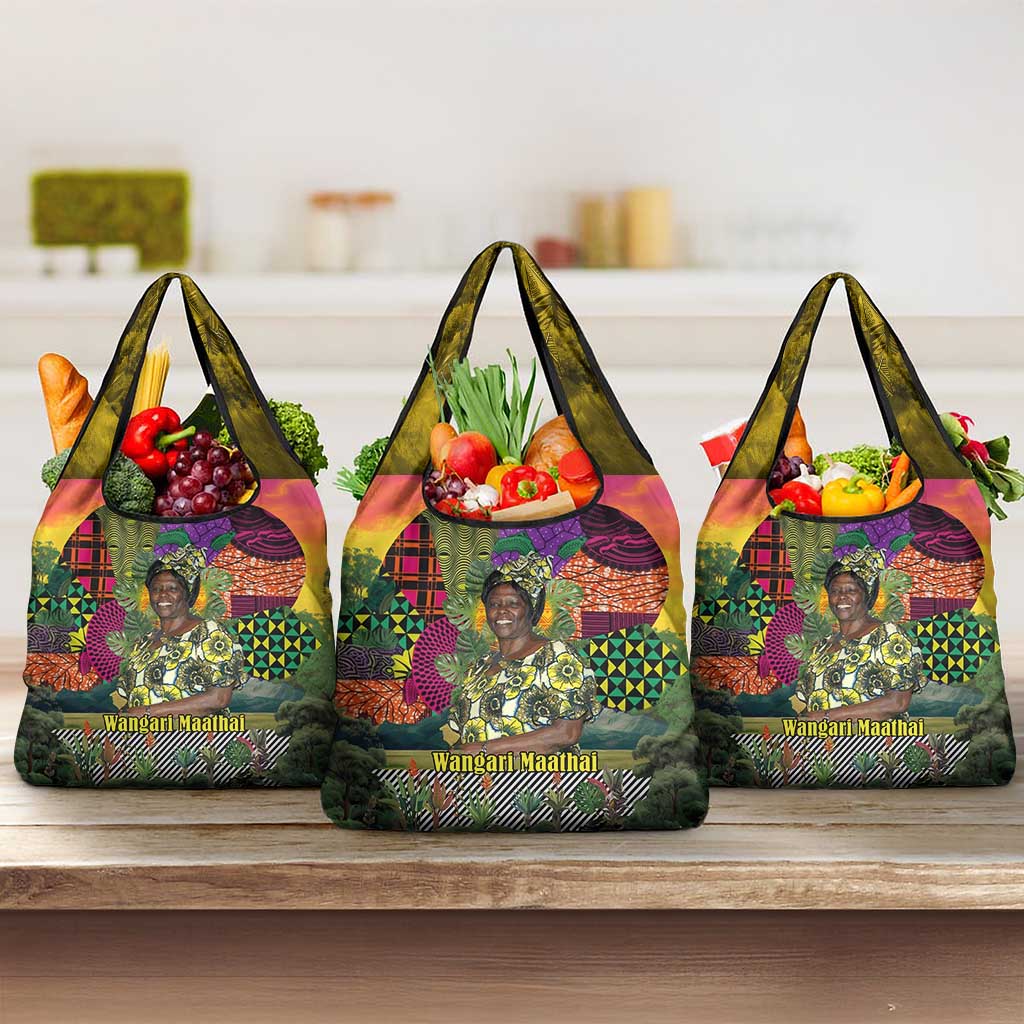 Wangari Maathai Grocery Bag Colorful Nature-Inspired Design Empowerment Quote African Print Environmental - Wonder Print Shop