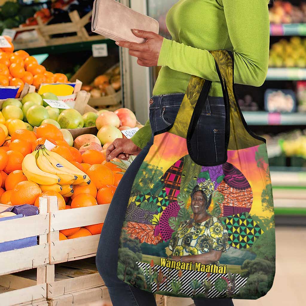 Wangari Maathai Grocery Bag Colorful Nature-Inspired Design Empowerment Quote African Print Environmental - Wonder Print Shop