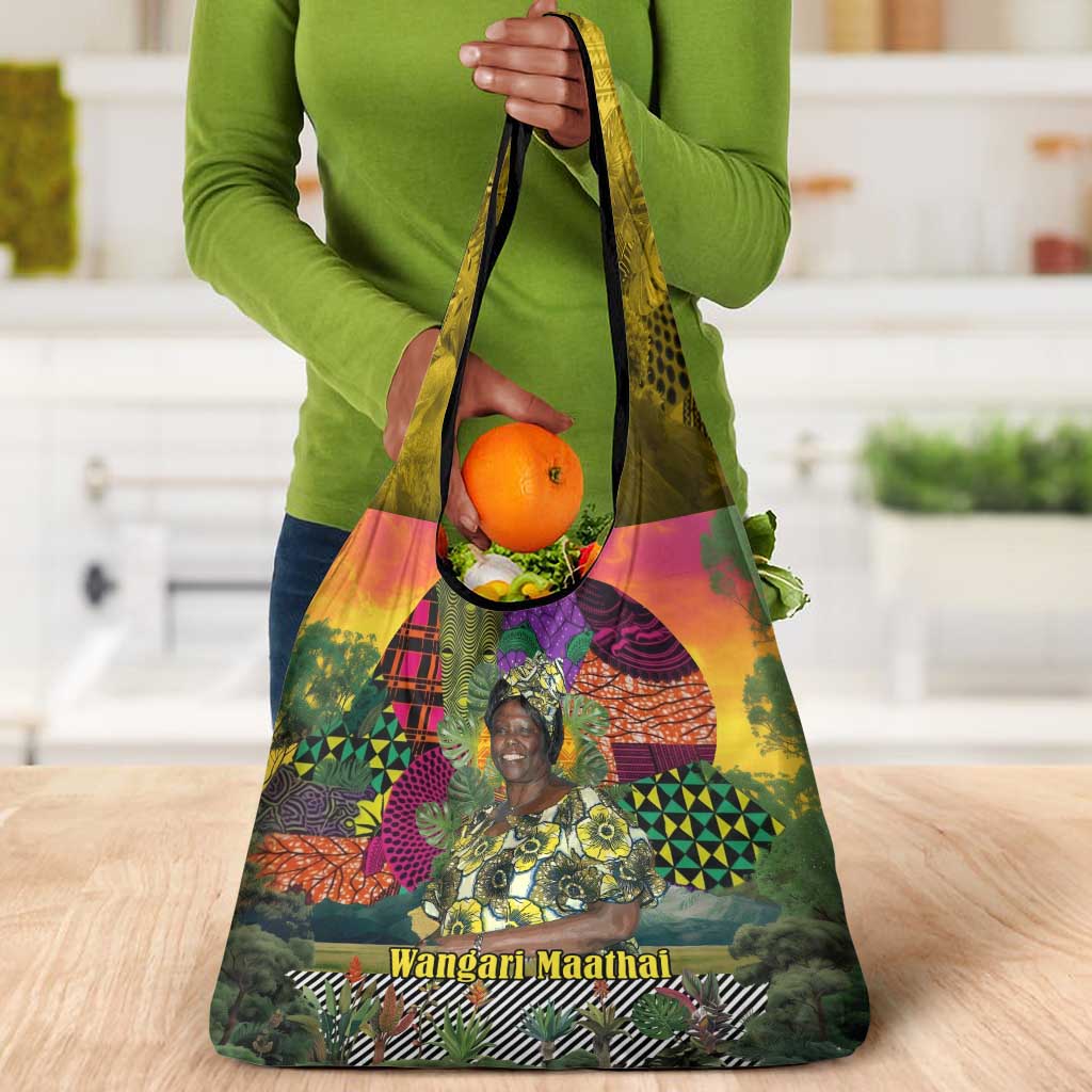 Wangari Maathai Grocery Bag Colorful Nature-Inspired Design Empowerment Quote African Print Environmental - Wonder Print Shop