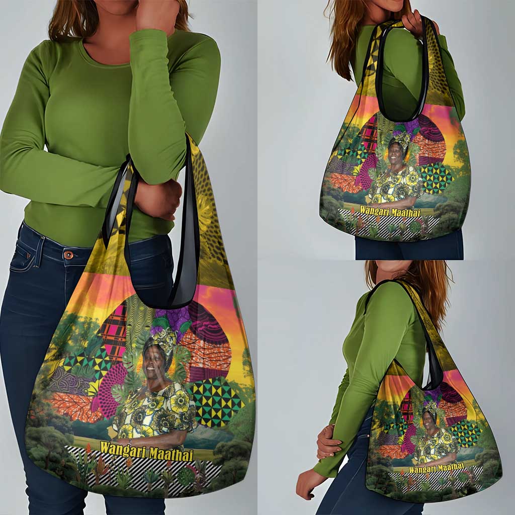 Wangari Maathai Grocery Bag Colorful Nature-Inspired Design Empowerment Quote African Print Environmental - Wonder Print Shop