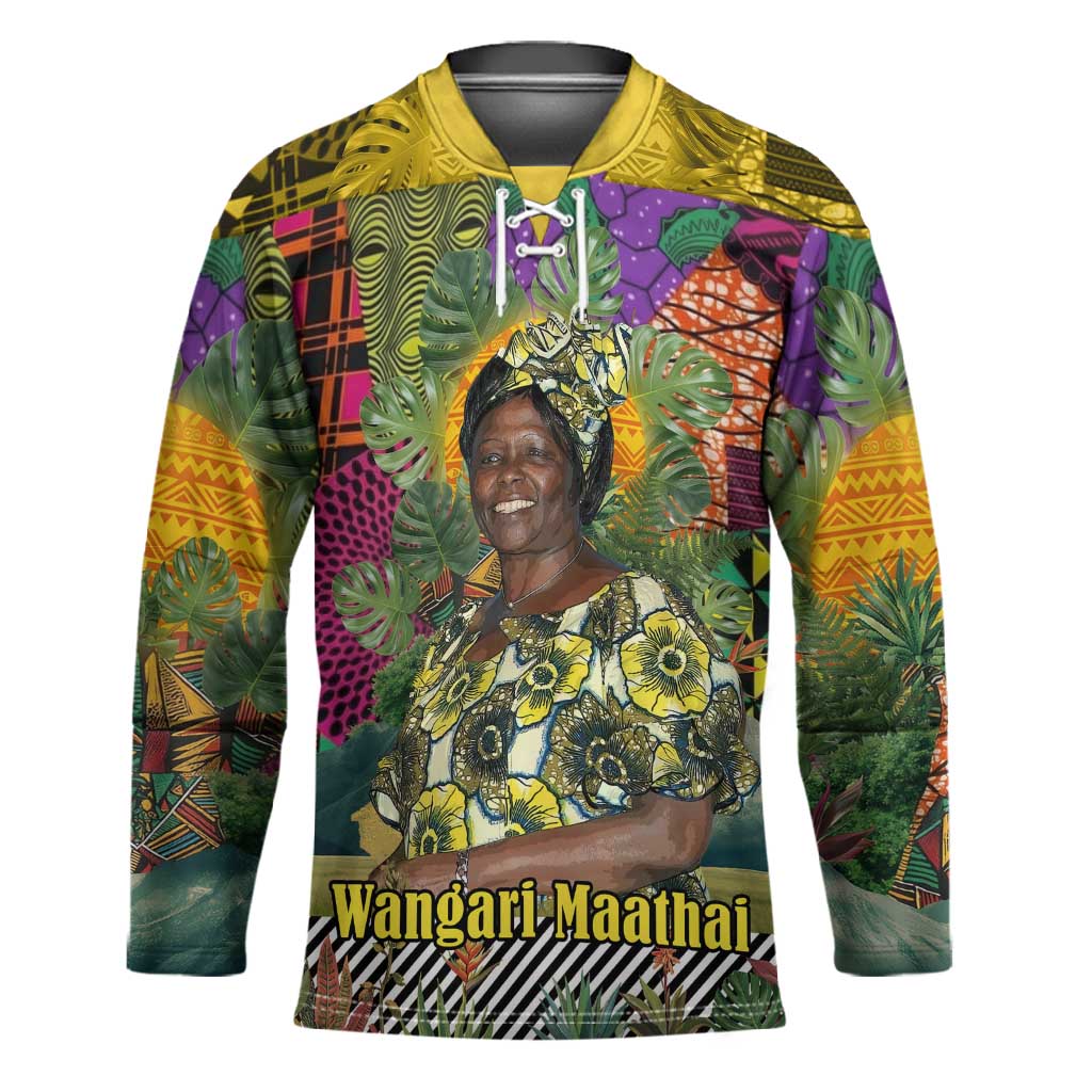 Wangari Maathai Hockey Jersey Colorful Nature-Inspired Design Empowerment Quote African Print Environmental - Wonder Print Shop