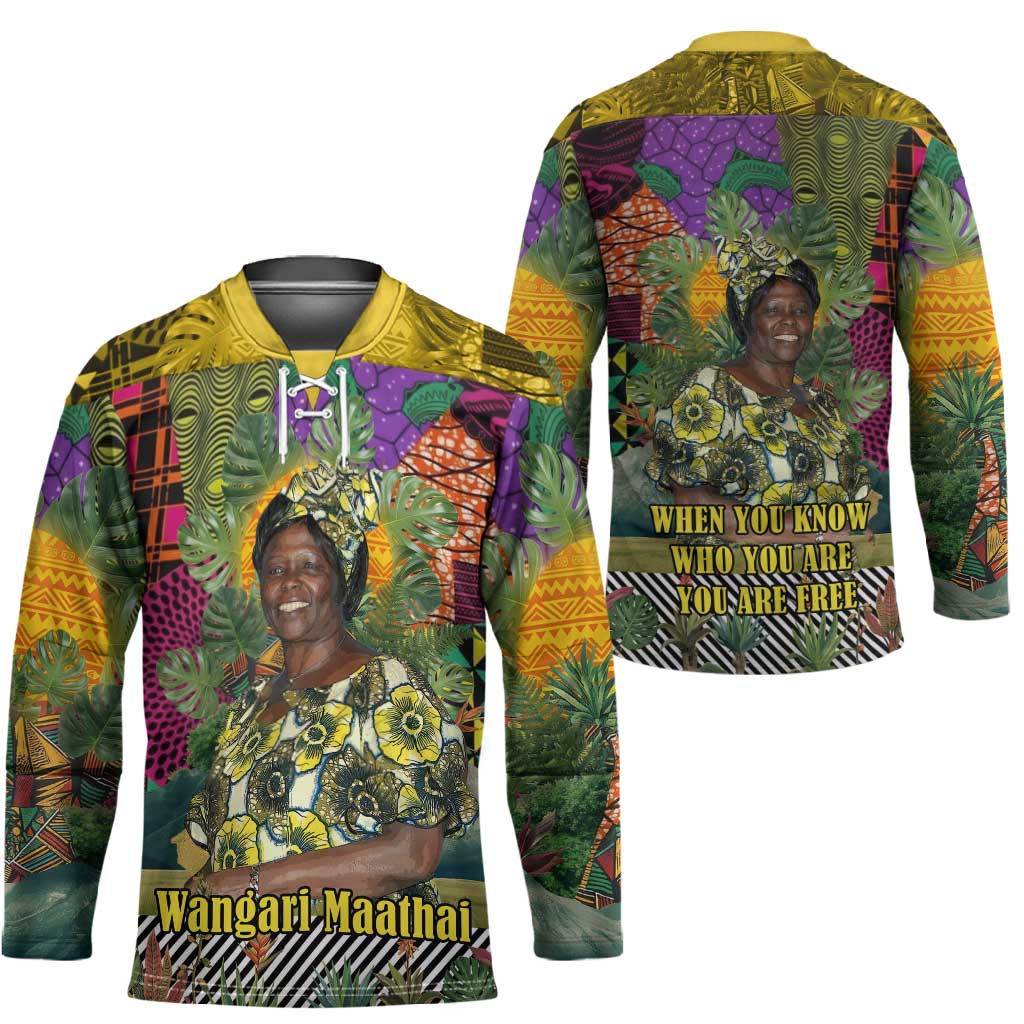 Wangari Maathai Hockey Jersey Colorful Nature-Inspired Design Empowerment Quote African Print Environmental - Wonder Print Shop