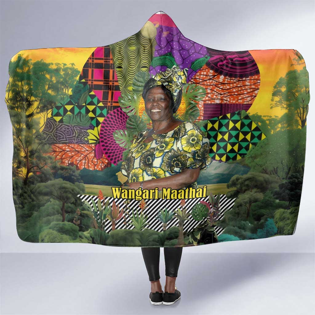 Wangari Maathai Hooded Blanket Colorful Nature-Inspired Design Empowerment Quote African Print Environmental - Wonder Print Shop