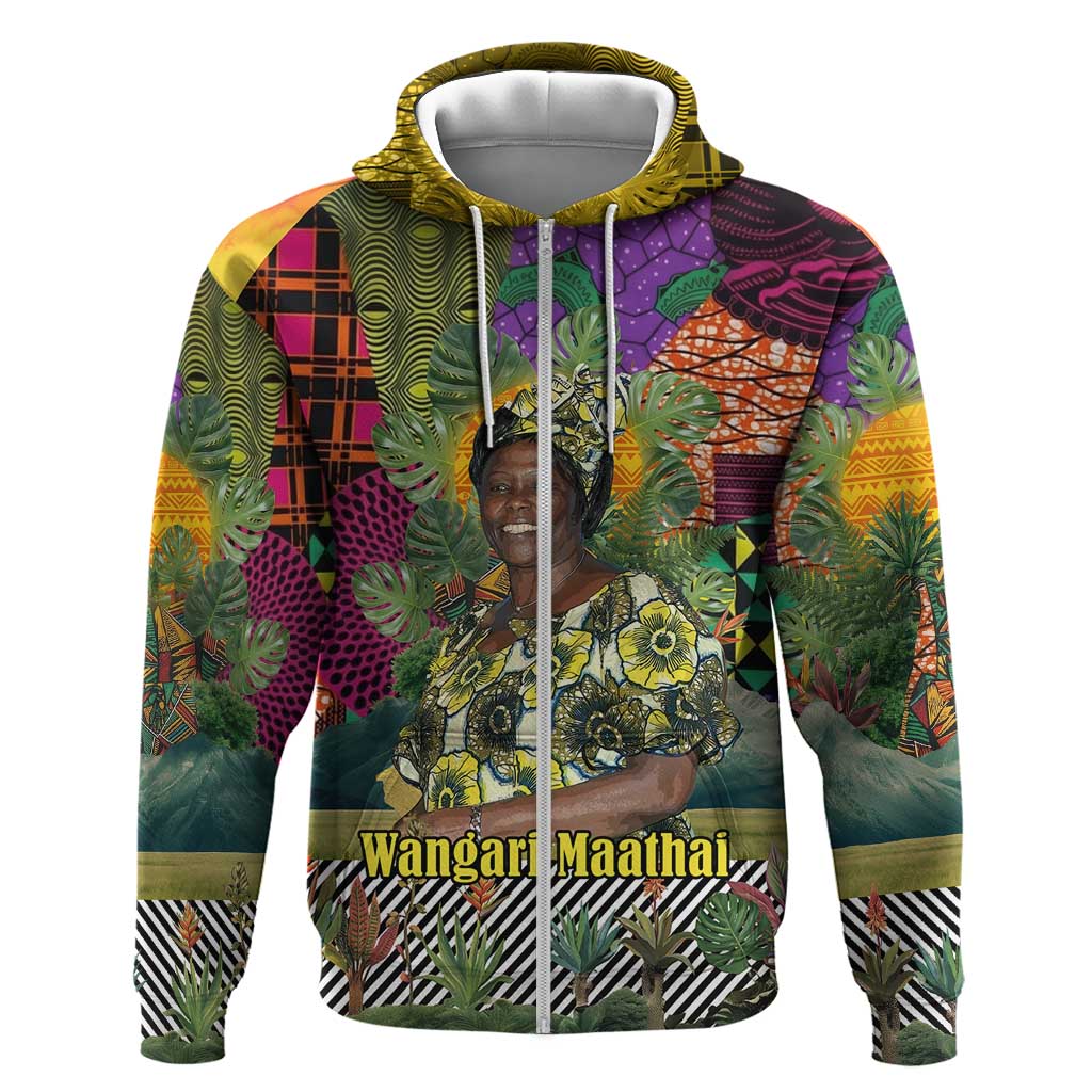 Wangari Maathai Hoodie Colorful Nature-Inspired Design Empowerment Quote African Print Environmental - Wonder Print Shop