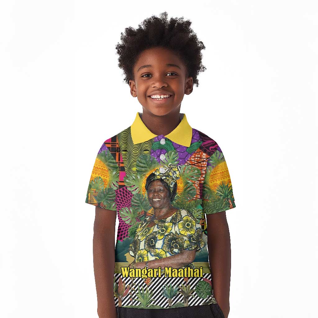 Wangari Maathai Kid Polo Shirt Colorful Nature-Inspired Design Empowerment Quote African Print Environmental - Wonder Print Shop