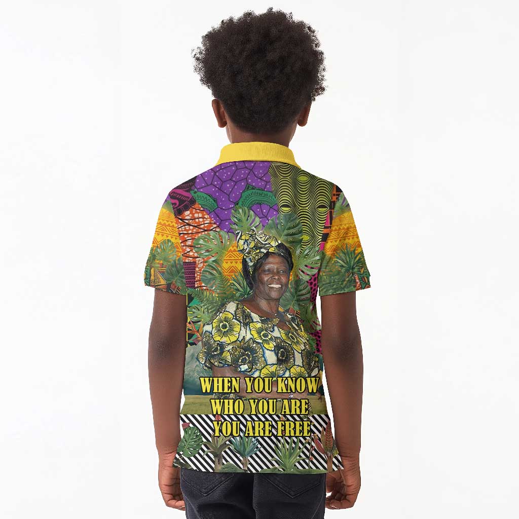 Wangari Maathai Kid Polo Shirt Colorful Nature-Inspired Design Empowerment Quote African Print Environmental - Wonder Print Shop