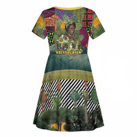 Wangari Maathai Kid Short Sleeve Dress Colorful Nature-Inspired Design Empowerment Quote African Print Environmental - Wonder Print Shop