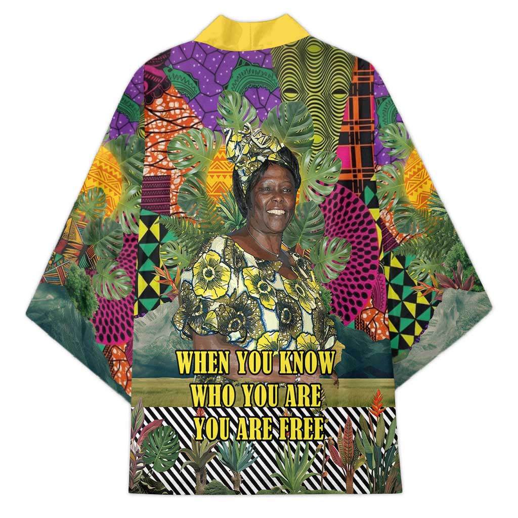 Wangari Maathai Kimono Colorful Nature-Inspired Design Empowerment Quote African Print Environmental - Wonder Print Shop