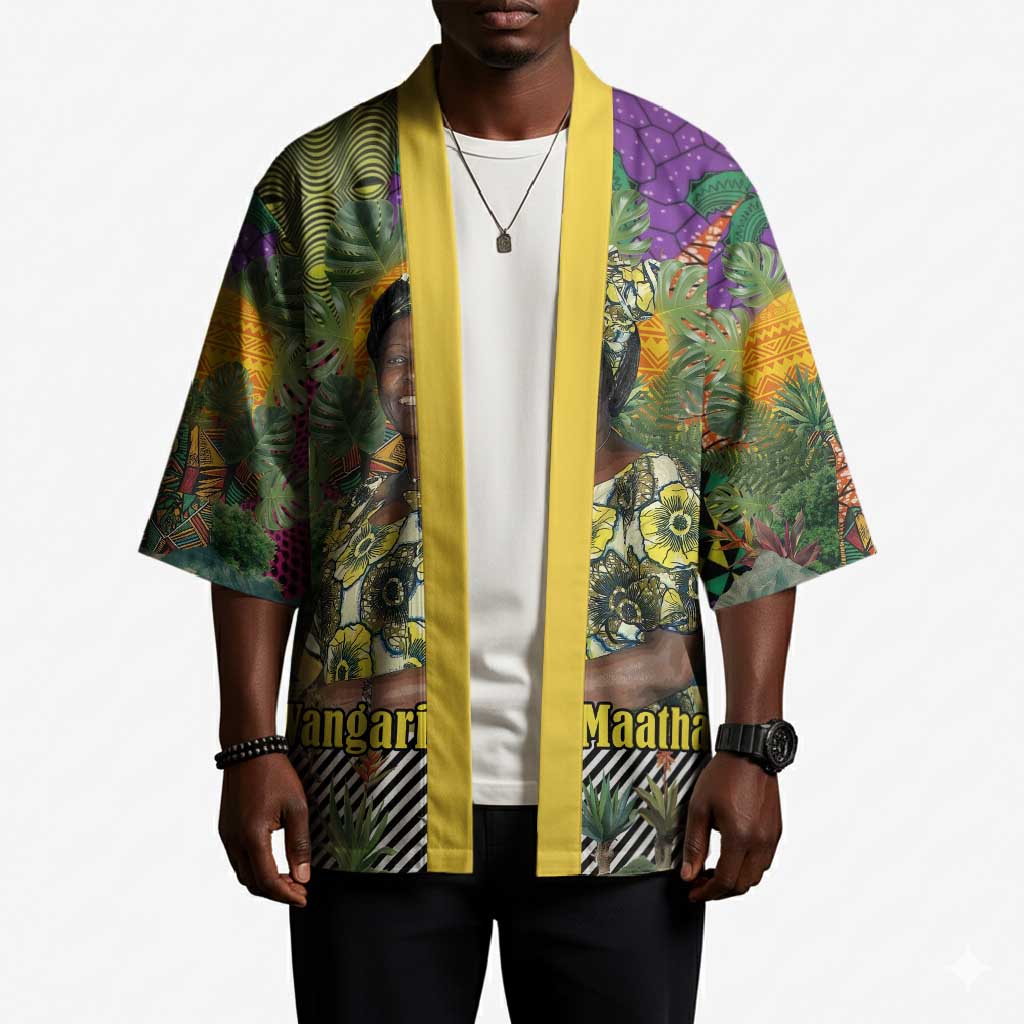 Wangari Maathai Kimono Colorful Nature-Inspired Design Empowerment Quote African Print Environmental - Wonder Print Shop