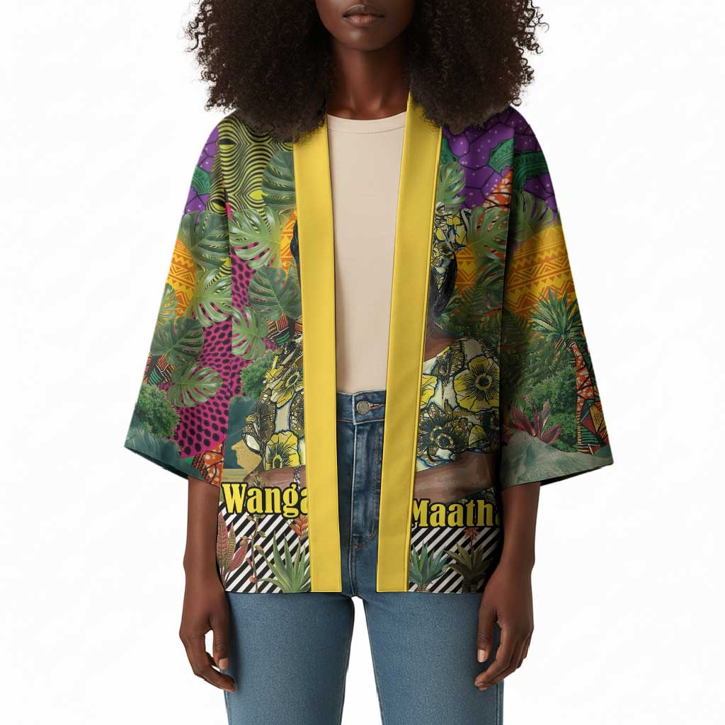 Wangari Maathai Kimono Colorful Nature-Inspired Design Empowerment Quote African Print Environmental - Wonder Print Shop