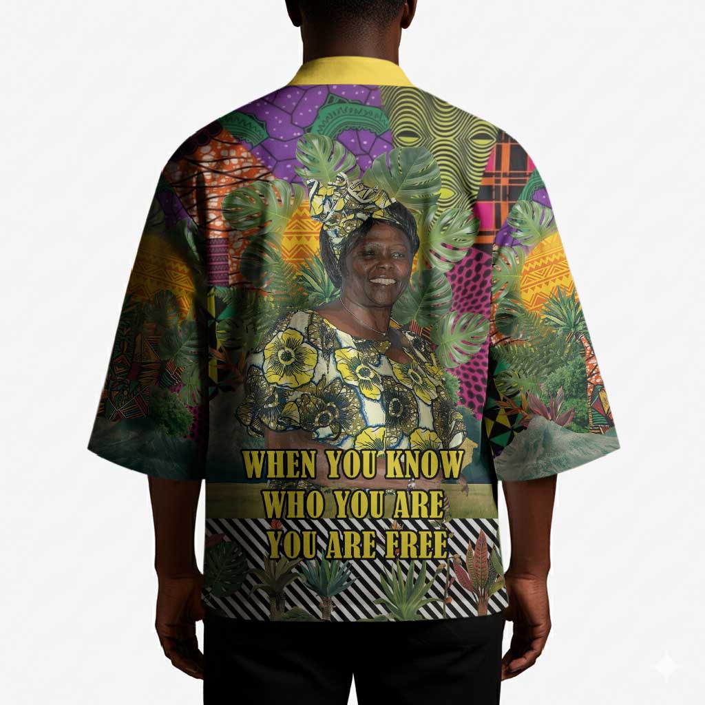 Wangari Maathai Kimono Colorful Nature-Inspired Design Empowerment Quote African Print Environmental - Wonder Print Shop