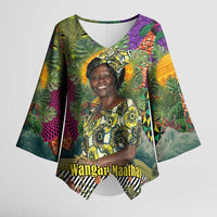 Wangari Maathai Kimono Sleeve Blouse Colorful Nature-Inspired Design Empowerment Quote African Print Environmental - Wonder Print Shop